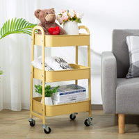 1 x RAW Customer Returns DOEWORKS 3 Tier Metal Storage Cart Multi-Purpose Cart Rolling Cart Trolley Storage Trolley with Wheels for Kitchen Bathroom Powder Room Office Melon Yellow - RRP €47.03