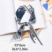 1 x Brand New W WEILIRIAN Long English Alphabet Silk Scarf Flamingo Ribbon Hair Head Band Neck Scarf Band Satin Head Scarf Hair Decoration Scrunchies Ponytail Accessories for Women Fashion Gifts Style A  - RRP €8.81