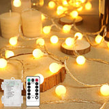 1 x RAW Customer Returns Liyade LED fairy lights outdoor battery, 10.5M 100LEDs fairy lights balls outdoor indoor with remote control 8 mode waterproof Christmas lights for wedding Christmas balcony decoration warm white  - RRP €14.52