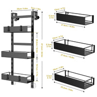 1 x RAW Customer Returns Orimade hanging shower shelf with hooks, adjustable shower shelf without drilling, 3 pieces hanging shelf shower basket for frameless glass door black - RRP €39.06