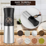 1 x RAW Customer Returns Salt and Pepper Mill Electric Set of 2, Adjustable Coarseness Spice Mill, Stainless Steel Resistant, with Rechargeable Base, LED Light, Cleaning Brush for BBQ Restaurant Kitchen 70ml x2, Black  - RRP €30.74