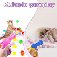 1 x Brand New XiyaxiVici Cat Toys Toy Gun 100pcs Interactive Cat Toy Balls Stretch Plush Ball Toys Interactive Launch Training Set for Indoor Pet Cats Dogs - RRP €20.4