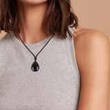 1 x RAW Customer Returns COAI Gift Ideas Unisex Leather Necklace with Angel Tear Water Drop Pendant Made of Obsidian - RRP €28.0