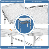 1 x RAW Customer Returns Sportneer folding table, adjustable height camping table with mesh storage, 60 x 40cm folding camping table with aluminum legs for outdoor camping, picnic, beach, backyard - RRP €43.36