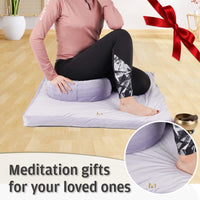 1 x Brand New Hihealer Meditation Cushion Zabuton with Velvet Cover - Deluxe Large Square Meditation Cushion Yoga Floor Cushion Mat for Knee and Seat Support, Women, 80 x 80 x 8 cm - RRP €30.0