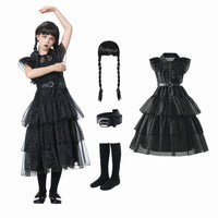 1 x RAW Customer Returns Fairycos Gothic Dress Girls Wednesday Costume Children Costume 134-140 - RRP €44.99