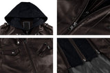 1 x RAW Customer Returns KEFITEVD Leather Jacket Men Transition Jacket Autumn Winter Leather Jacket Men Vintage Men s Jacket Detachable Hood Faux Leather Motorcycle Jacket Men Coffee M - RRP €80.65