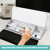 1 x RAW Customer Returns Desk Organizer Whiteboard - For short notes reminders, Made of white glass with drawer and accessory compartment, Compact desk organizer white board pad mobile phone not included  - RRP €29.95