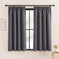 1 x RAW Customer Returns KGORGE Window Curtains Short Opaque Bedroom Curtains with Ruffle Tape Set of 2 145 x 140 cm HxW Grey Curtains Blackout Thermal Curtain Heat Protection Ruffle Tape - RRP €27.95