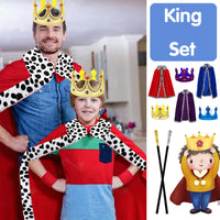 1 x RAW Customer Returns YOUYIKE 3 piece king costume for adults, red adult king queen costume with 130 cm royal cloak, crown king queen, scepter, for cosplay, theme party, Halloween, carnival - RRP €17.99