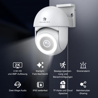 1 x RAW Customer Returns Menborn Outdoor Surveillance Camera 2.5K 4MP, Updated Camera Surveillance 360 with Starlight Color Night Vision, 2.4GHz IP Camera Outdoor with Floodlight, Motion Detection, Works with Alexa - RRP €50.41