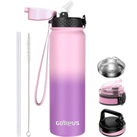 1 x RAW Customer Returns GOPPUS 1L 32oz Thermos Bottle with Straw Double Layer Stainless Steel Drinking Bottle 1 Liter Insulated Bottle Leak-Proof Sports Water Bottle Carbonated Water Bottle Drinking Bottles BPA-Free Water Bottle - RRP €22.55