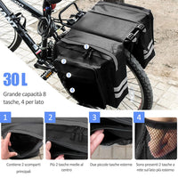 1 x RAW Customer Returns HINATAA Double Rear Bike Bag, 30L Bicycle Luggage Rack Bags, Reflective Rear Bike Pannier Bag, Waterproof Double Rear Panniers for MTB, Outdoor Racing Bikes Black  - RRP €28.66