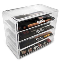 1 x RAW Customer Returns HJZ Makeup Organizer, Acrylic Cosmetic Make Up Storage Organizer Drawers 23.5x13x19.5 cm 4 Levels 4 Drawers Large, Storage Boxes for Jewelry and Cosmetics, Transparent - RRP €34.27