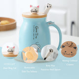 1 x RAW Customer Returns Cat Mug, Cute Ceramic Coffee Mug with Lovely Kitten Lid, Cat Paw Spoon, Kawaii Coaster, Funny Morning Mug, Tea Milk Christmas Mug, 13oz - RRP €18.68