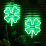 5 x Brand New Nuanchu 2 Pcs Window Lights for St. Patrick s Day Green Neon LED Light Four Leaf Clover Irish Lighted Decoration for Window Wall Indoor Outdoor, 9.5 Inch - RRP €128.95