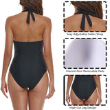 1 x RAW Customer Returns Women s Tummy Control One Piece Swimsuit Slimming Swimwear V-Neck Internal Non-Removable Pads Swimsuits Sports Swimsuit Backless Ruched Swimwear Black, L  - RRP €21.99