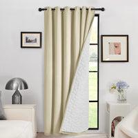 1 x RAW Customer Returns Deconovo Thermal Insulating Cold and Heat Curtains for Living Room Bedroom Blackout 1 Piece Divider Curtain, 200x280cm Dark Beige - RRP €47.27