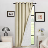 1 x RAW Customer Returns Deconovo 1 Piece Interior Blackout Curtains 200x280 CM, Thermal Insulating Opaque Curtain with Eyelets, Room Divider Curtain for Bedroom Beige - RRP €48.58