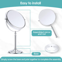 1 x RAW Customer Returns B Beauty Planet 20x Magnifying Mirror, Double-Sided 360 Degree Rotating Desktop Makeup Mirror, Free Standing Bathroom Bedroom Mirror, Large Diameter 19cm - RRP €25.66