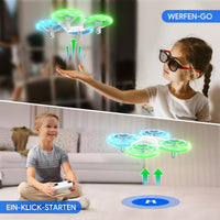 1 x RAW Customer Returns Tomzon A34 LED kids drone with blue and green lights with 5 light modes, RC 2 batteries, 20 minutes battery life, altitude hold, headless mode, gift toy for boys and girls - RRP €32.4