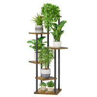 1 x RAW Customer Returns LyTaispuly 6 Tier Plant Stand Flower Stand Outdoor, 115cm Metal Wooden Flower Stool Flower Stairs Flower Shelf, Flower Pot Stand Plant Stairs for Outdoor Balcony Garden Living Room, Black - RRP €54.99