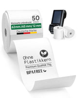 1 x RAW Customer Returns coreless - 50 thermal rolls 62mm x 65mm x 12mm without plastic core - roll of thermal paper - RRP €59.0