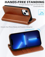 1 x RAW Customer Returns SHIELDON Case for iPhone 13 Cell Phone Case 5G Genuine Leather Card Slot Magnet Stand Function RFID Lock Protective Case TPU Leather Case Compatible with iPhone 13 6.1 - Retro Brown - RRP €30.99