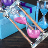 12 x Brand New 60 Minutes Hourglass, Heart Shaped Crystal Hourglass, Sand Timer with Gift Box Pink  - RRP €244.8