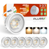 1 x RAW Customer Returns ALUSSO 6W LED module, ultra-flat GU10 and MR16 replacement, 3000K 4000K 6500K LED light source with 50mm x 23mm installation for recessed spotlights, IP44 LED module 230v, pack of 6 - RRP €34.99