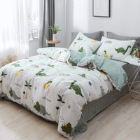 1 x RAW Customer Returns GETIYA Newest 2 Piece Children s Bed Linen 135x200 Cartoon Dinosaur Bed Linen for Boys Girls White Bed Linen Set with Green Dino Pattern Soft Cotton Reversible Bed Linen with Pillowcase 80x80 - RRP €37.3