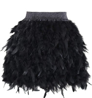 1 x RAW Customer Returns keland Women Real Natural Feather Skirt Family Party Short Skirt Bottom Half Skirt Black, S  - RRP €39.99