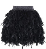 1 x RAW Customer Returns keland Women Real Natural Feather Skirt Family Party Short Skirt Bottom Half Skirt Black, M  - RRP €39.99