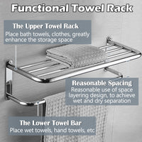 1 x RAW Customer Returns Bathroom Towel Rack Wall Mounted Towel Rack Stainless Steel Bathroom Shelf Towel Rack Bathroom Towel Storage Shelf Double Bathroom Accessories for Bathroom Hotel 23 Inches  - RRP €20.4