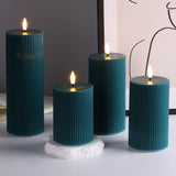 1 x RAW Customer Returns Eywamage 4 Pack Green Flameless LED Pillar Candles with Remote Control, Flickering Tall Battery Operated Candles D 3 H 4 5 6 8  - RRP €29.23