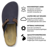 1 x RAW Customer Returns AFS-Schuhe 3900 Men s Clogs, Comfortable Slippers for Men, Leather Slippers, Made in Germany 43 EU, Navy Nubuck  - RRP €69.95