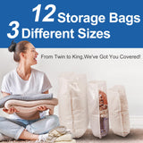 1 x RAW Customer Returns Vacbird Vacuum Storage Bag, Set of 12 4 Large, 4 Medium, 4 Small , Vacuum Storage Bag for Clothes, Blankets, Pillows, Travel, Sheets, Plush Toys - RRP €35.4