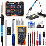 1 x RAW Customer Returns Electric Tin Soldering Irons, SREMTCH 20 in 1 Kit with Tool Box Adjustable Temperature 200-450 , Electronic Soldering Set Digital Multimeter, Soldering Iron Tips etc - RRP €29.99