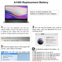 1 x RAW Customer Returns KYUER A1496 A1405 A1377 Batteria per MacBook Air 13 A1369 Late 2010 Mid 2011 A1466 Mid 2012 2013 Early 2014 2015 2017 MC965LL A MC966 MD231 MD760 MD761 MJVE2LL A MJVG2LL A EMC2559 2632 2925 2469 - RRP €39.05