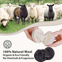 1 x RAW Customer Returns Daily Treasures 12Pcs Organic Wool Washing Balls with 2pcs Pet Hair Remover, Natural Wool Dryer Balls for Sensitive Skin, Reduce Wrinkles, White and Black  - RRP €20.16