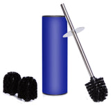 2 x RAW Customer Returns Bamodi stainless steel toilet brush and container With splash guard and 2 replacement brush heads - blue toilet brush - perfect fit for your toilet, toilet set - RRP €40.32