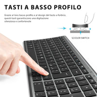 1 x RAW Customer Returns iClever 2.4G Wireless Keyboard, Bluetooth Keyboard Rechargeable, Ultra-Slim Dual-Mode Full-Size Keyboard for Mac, iPhone, Windows, Android, Black - RRP €37.3