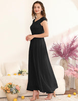 1 x RAW Customer Returns DRESSTELLS Evening Dress Long Elegant for Wedding Dress Cocktail Dress Women Elegant with Sleeves Elastic Waist Long Ball Gown Black 2XL - RRP €62.99