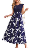 1 x RAW Customer Returns OUGES Summer Dress Women Long Ruffle Maxi Dress Elegant Summer Dress with Pockets Floral D,S  - RRP €39.99