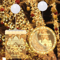 3 x Brand New RANJIMA Ramadan decorative lamp, Eid Mubarak decoration LED lamp with suction cup hook, Eid Ramadan decorative fairy light for home, acrylic Muslim Islam Ramadan lanterns gifts for living room table party decoration - RRP €61.2