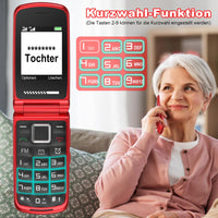 1 x RAW Customer Returns USHINING 4G senior mobile phone flip phone without contract, mobile phone large button cell phone for seniors with 2.4 and 1.77 inch dual color display, dual SIM SOS emergency call button, USB-C charging station - RRP €59.99