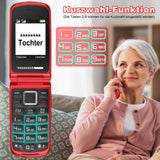 1 x RAW Customer Returns USHINING 4G senior mobile phone flip phone without contract, mobile phone large button cell phone for seniors with 2.4 and 1.77 inch dual color display, dual SIM SOS emergency call button, USB-C charging station, - RRP €59.99