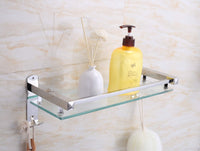 1 x RAW Customer Returns PIGPIGFLY Glass Shower Shelf, Bathroom Shelf, Bathroom Shelf, Polished Stainless Steel, Bathroom Storage, 40x 15 cm Drilling Machine Installation  - RRP €21.43