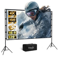 1 x RAW Customer Returns Potufa Projector Screen with Tripod, 120-inch 16 9 HD Projector Screen with Carrying Package, Outdoor Indoor Quick Folding Portable for Camping, Home Theater, Office, School, Presentation - RRP €79.99