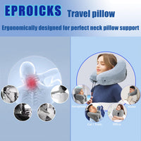 1 x RAW Customer Returns EPROICKS Neck Pillow Inflatable Travel Pillow for Travel Airplane Train Car Office Grey  - RRP €19.67